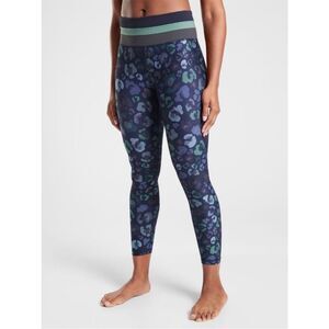Athleta Elation Abstract 7/8 Tights Blue/Green Leopard Pattern, Size XXS NWOT